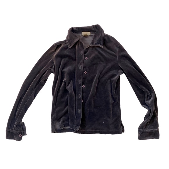 Cotton Ginny S Vintage velour button down collar cuff Friends grunge Y2K boho - Picture 3 of 7
